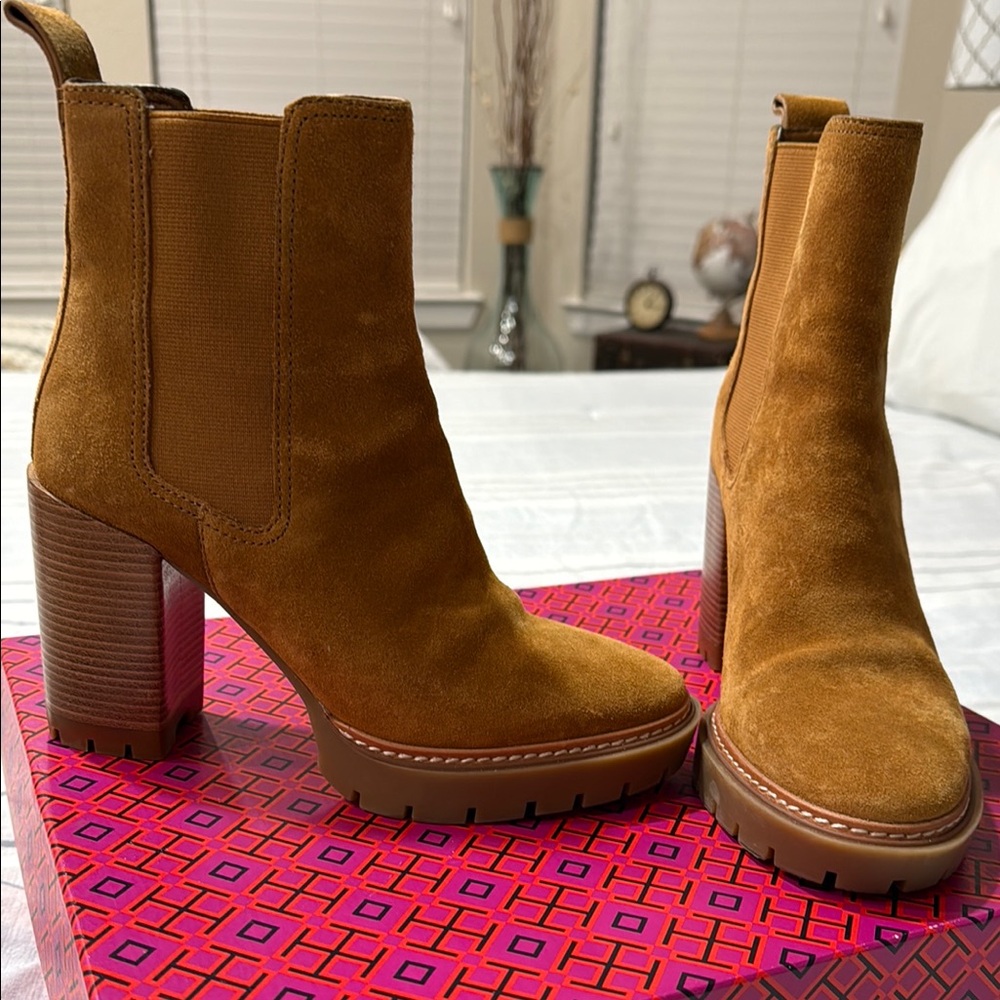 Tory Burch Tan Suede Heeled Boots